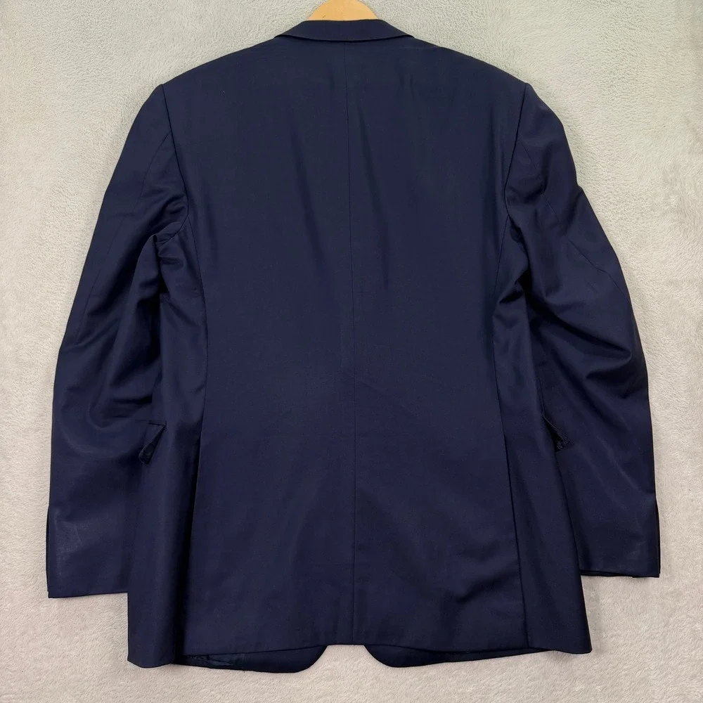 Oxxford Clothes Mens 42XL Tall Navy Blue Wool Blazer Crest Button Sport Coat